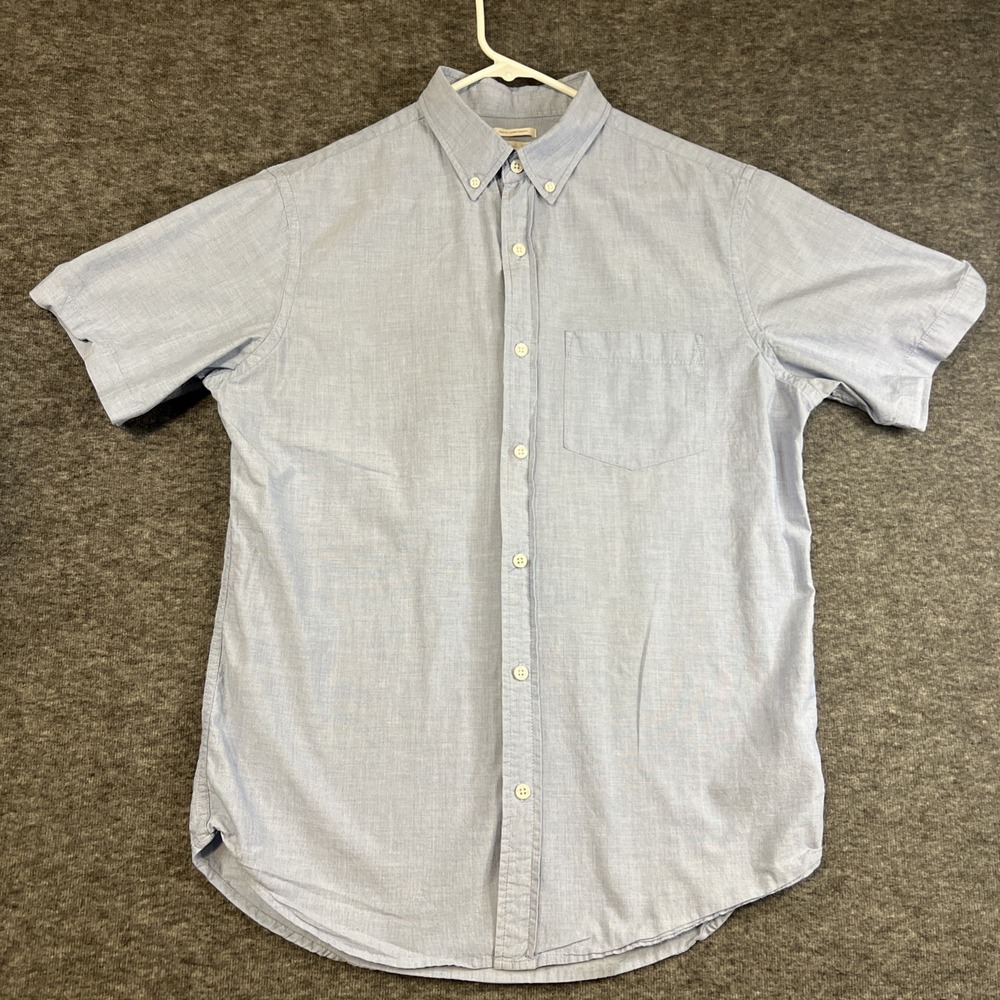 Old Navy The Classic Slim Fit Mens Med Blue Dress Shirt Short Sleeve 100% Cotton